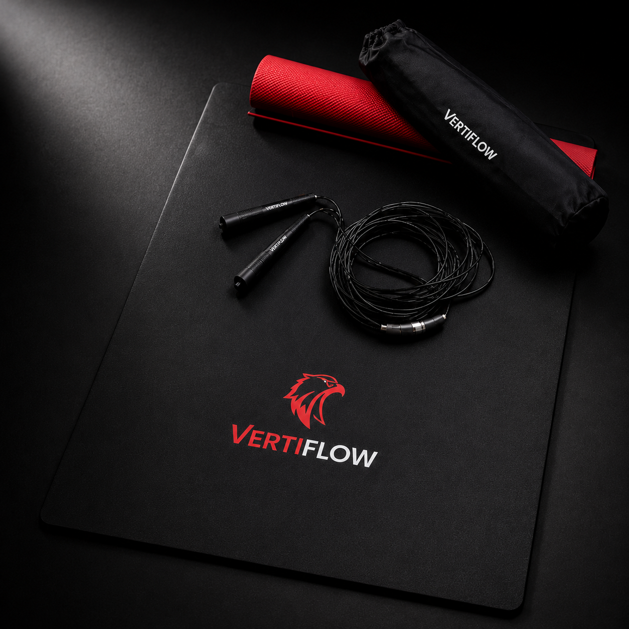 VERTIFLOW Performance Jump Kit – Premium Training Mat, Flow Jump Rope & Carry Bag