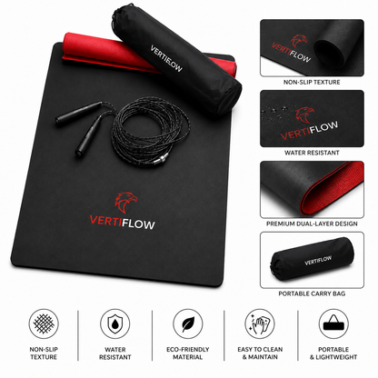 VERTIFLOW Performance Jump Kit – Premium Training Mat, Flow Jump Rope & Carry Bag