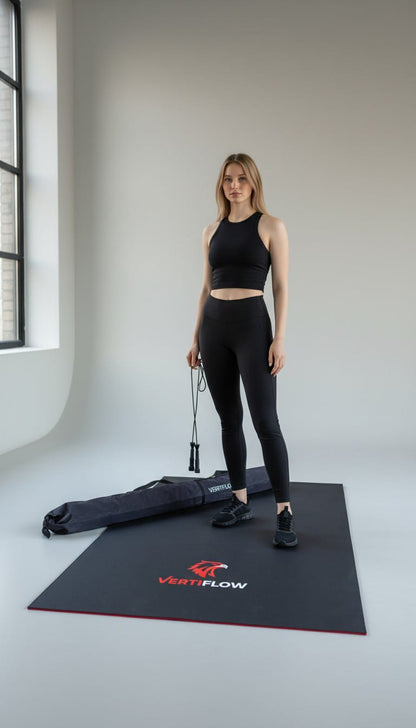 VERTIFLOW Performance Jump Kit – Premium Training Mat, Flow Jump Rope & Carry Bag
